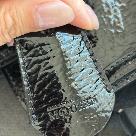 Alexander McQueen Black Patent Leather Eyelet Padlock Mini Satchel Bag - Picture 9 of 10